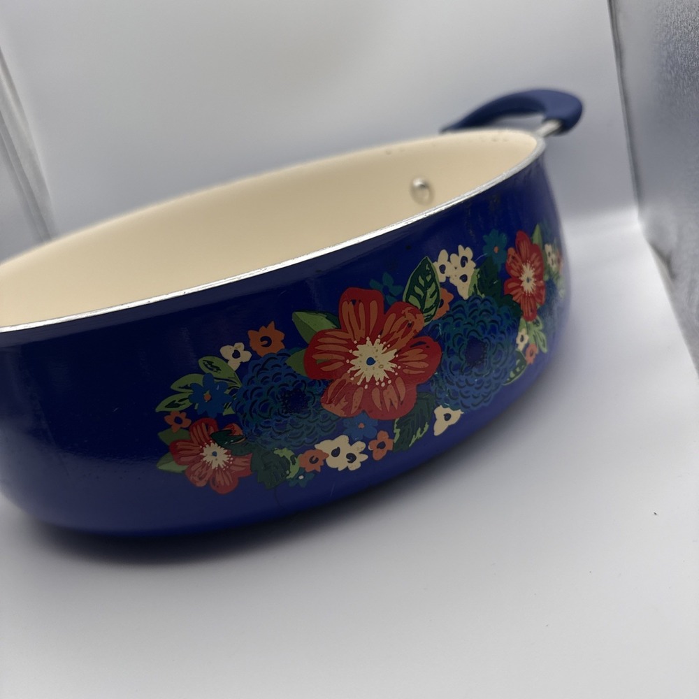 Pioneer Woman Dazzling Dahlias 4.6 qt Jumbo Cooker Nonstick Pan NO  Lid blue